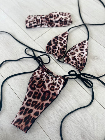 MINIMAL BIKINI + HEADBAND SET - LEOPARD