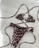 MINIMAL LEOPARD MAXI SKIRT BIKINI SET (WITH HEADBAND)