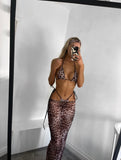 MINIMAL STRING LEOPARD MAXI SKIRT BIKINI SET