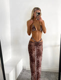 MINIMAL LEOPARD MAXI SKIRT BIKINI SET (WITH HEADBAND)