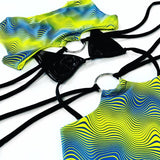 THE RAVE SET - BLUE NEON SWIRL / BLACK PVC