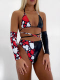 THE HIGH LEG BOTTOMS - QUEEN OF HEARTS / BLACK PVC