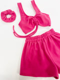 THE RUCHED CROP CO-ORD - HOT PINK FLEECE