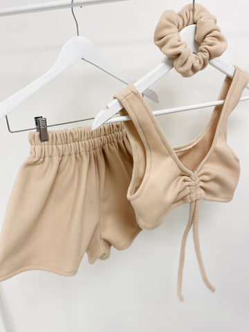 THE RUCHED CROP CO-ORD - NUDE FLEECE