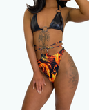 THE O-RING BIKINI - BLACK PVC x FLAMES (custom colours available)