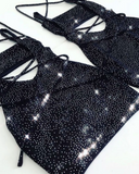 THE WRAP BANDEAU MINI DRESS - GLITTER (custom colours available)